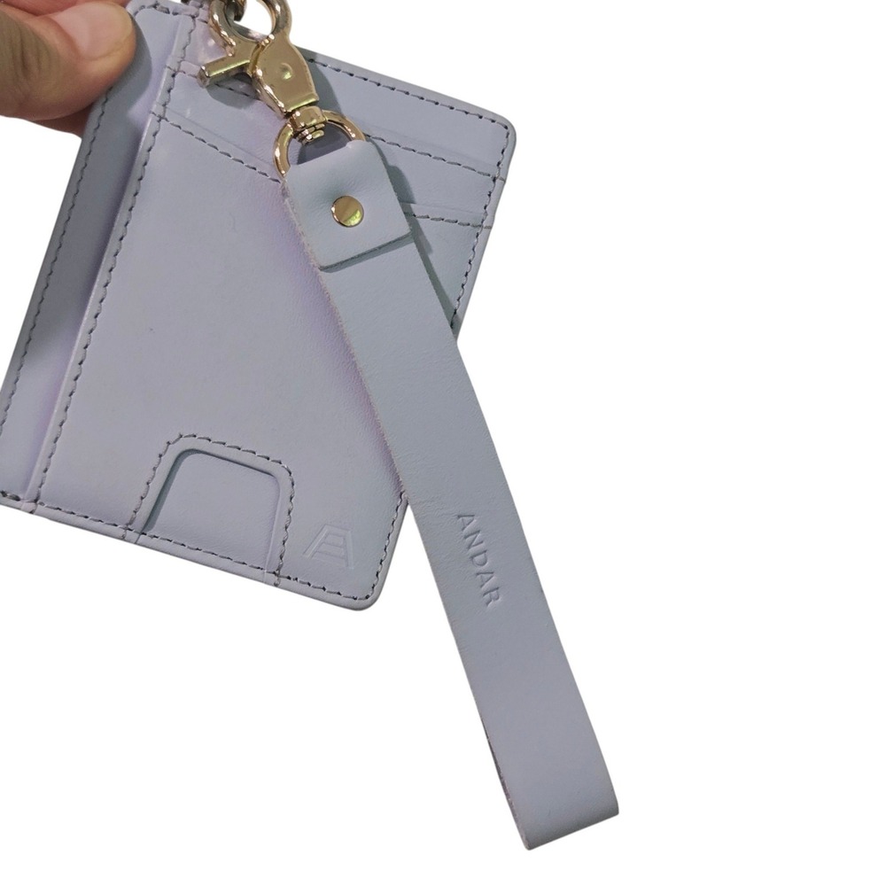 Andar The Denner Leather Wristlet ID Holder Wallet Periwinkle Card pull RFID